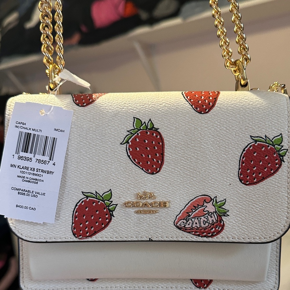 Coach Mini Klare Strawberry Print